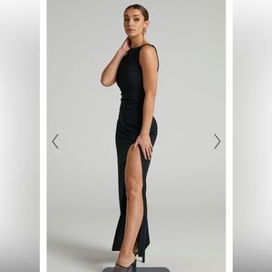 Showpo INDI BOAT NECK BODYCON MAXI DRESS IN BLACK